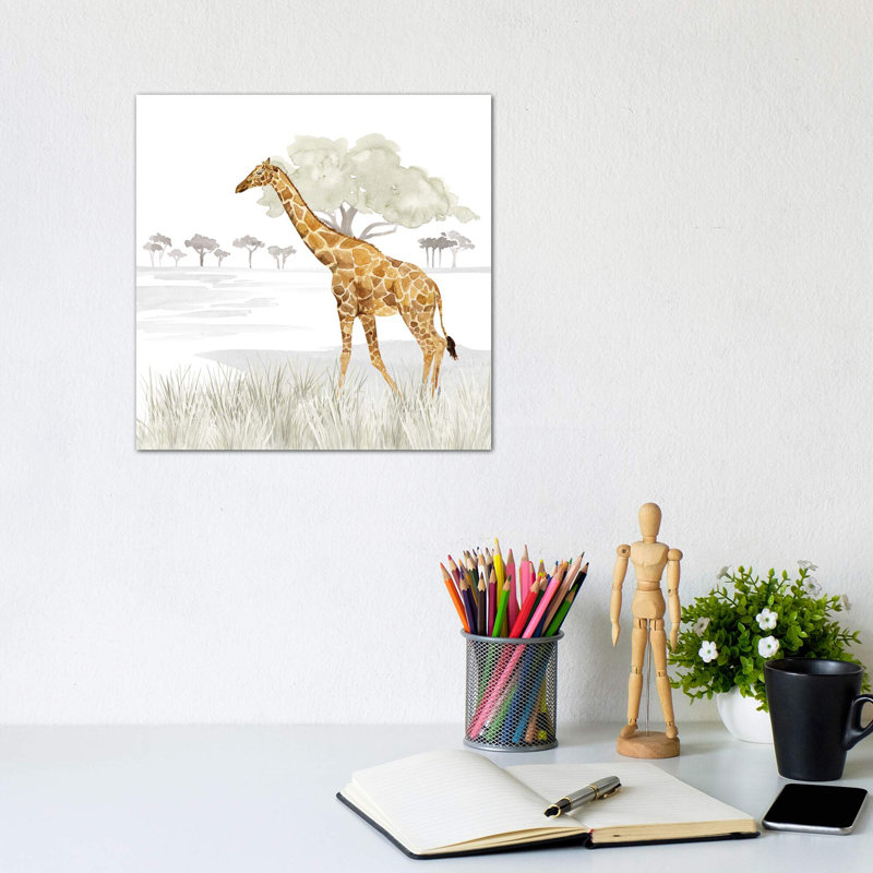 «Serengeti Giraffe Square» par Tara Reed - impression, H 12 po x l 12 po x P 0,75 po, Toile tendue, Pas de tapis