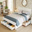 Grand lit plateforme avec 6 tiroirs de rangement et une grande tête de lit-1091397283