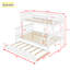 Lit superposé simple au-dessus de double en bois d'hévéa avec lit gigogne, échelle convertible et garde-corps, lit convertible détachable avec lit gigogne simple-584583826