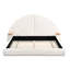 Lit arqué unique en forme de boucle, grand, revêtement beige - Boucl, facile à nettoyer, petite table pour plus de commodité, stable au sol, ajout de chambre à coucher élégante, grand lit luxueux, touche confortable,