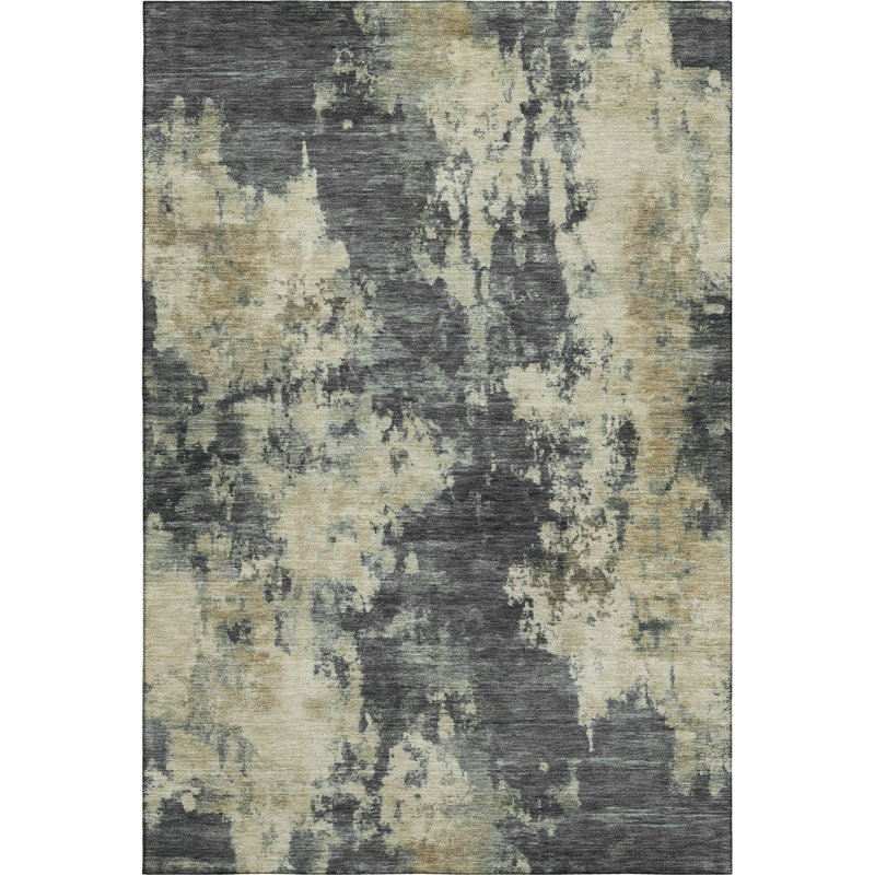 Premium Machine Washable Mayfield AMF2066 Abstract Rug, Gray, 5' x 7'6"