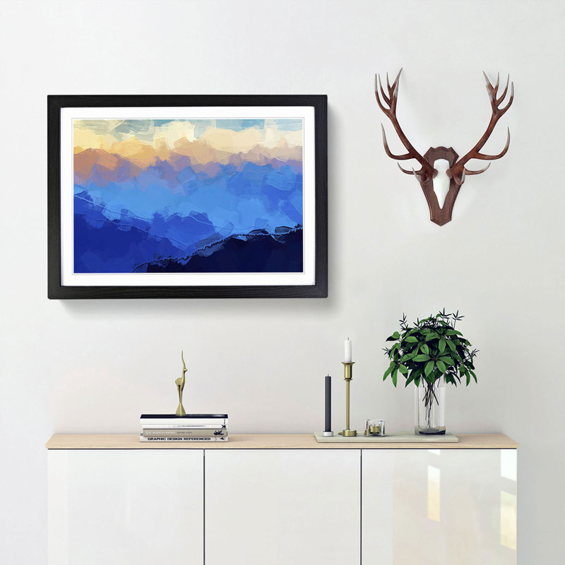 Mist over the Mountains - Picture Frame Graphic Art Print, 62cm H x 87cm W x 2cm D, Black Framed