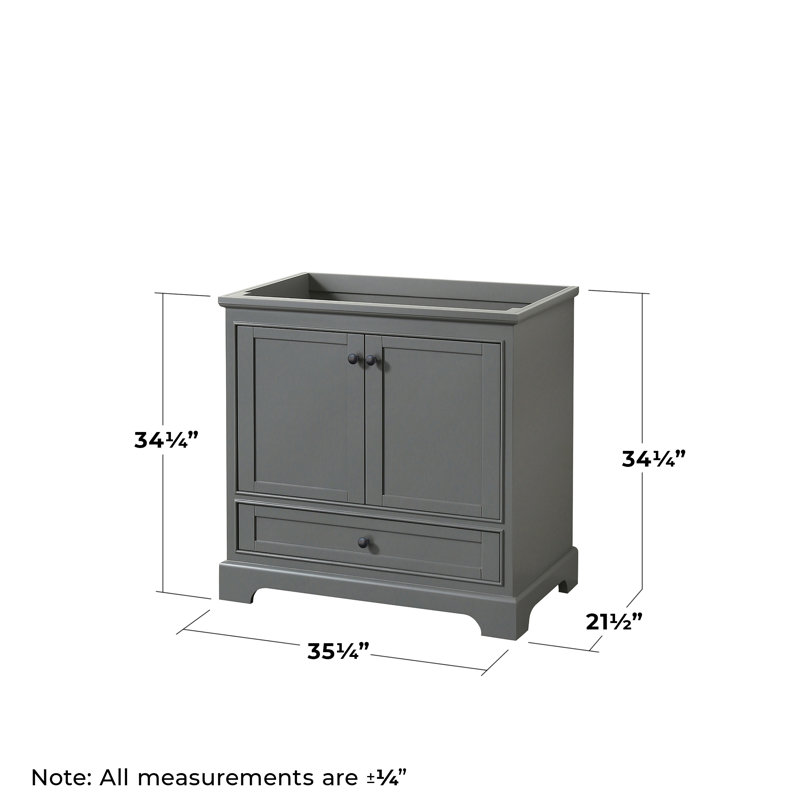 Base de meuble-lavabo de salle de bain simple 35" seulement Deborah, Gris foncé / noir mat