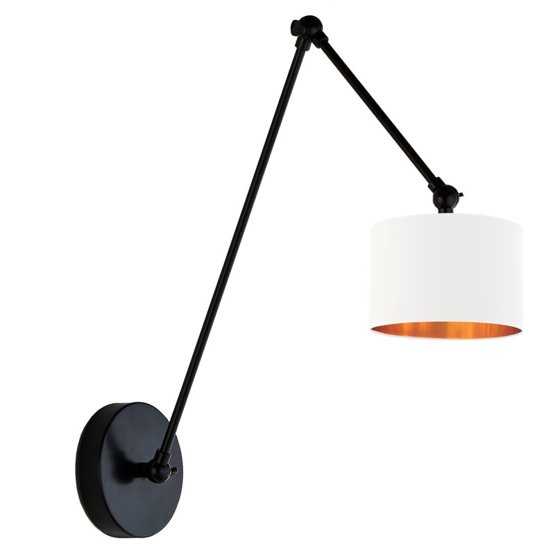 TESNUS GOLD Swing Arm Sconce, White/Gold, Matte Black