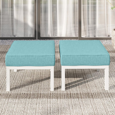 Repose-pieds, 60 x 60 cm, aluminium, ensemble de 2, vert et blanc, pour usage extérieur par tous les temps