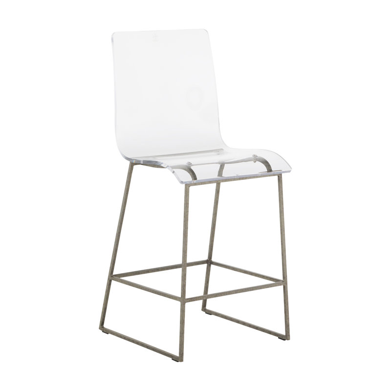 King Counter Stool with Metal Frame, Antique Silver, Counter Stool (24.75" Seat Height)
