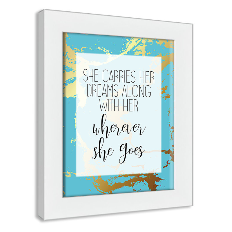 «Whereever she goes», art encadré, Cadre blanc, H 12 po x l 10 po x P 0,63 po