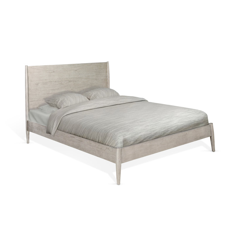 Lit standard en bois massif Haddad, Très grand, Gris-brun