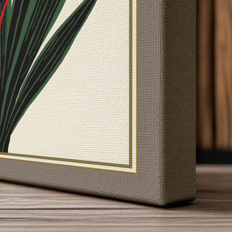 Torch Flower Botanical - Wrapped Canvas, 36x24 - 91.4 x 61.0 cm, Taupe Border