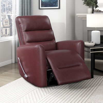 Wilner 35" Modern & Contemporary Glider Breathable Swivel Faux Leather Reclining Chair with 360° Swivel & Gentle Gliding