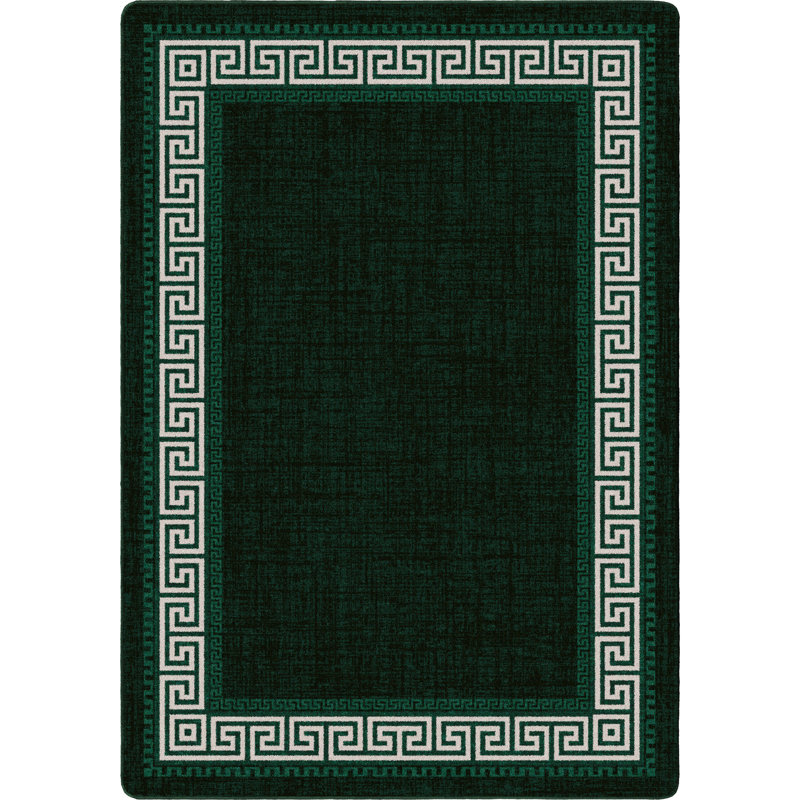 Residency Andros Key Emerald Traditional Greek Area Rug, Rectangle 3'10" x 5'4"