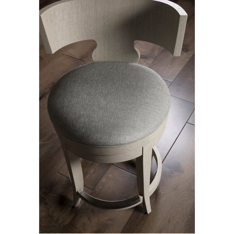 Gray Wood and Metal Swivel Counter Stool