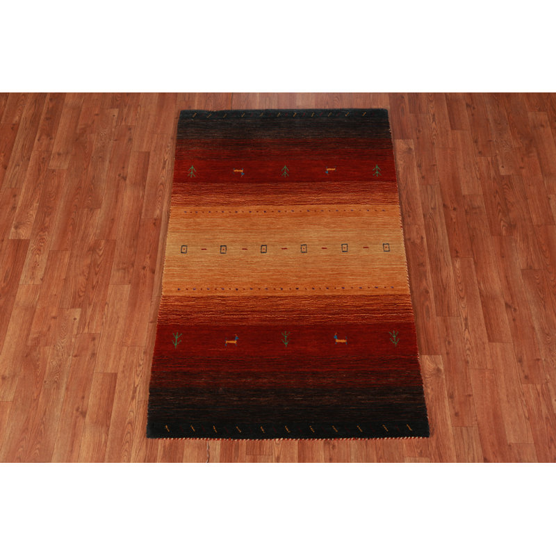 Tapis rayé en laine Gabbeh 3x5