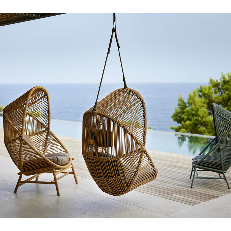 Hive Hanging Chair with Cane-line AirTouch Seat/Back Cushion, Dusty Green