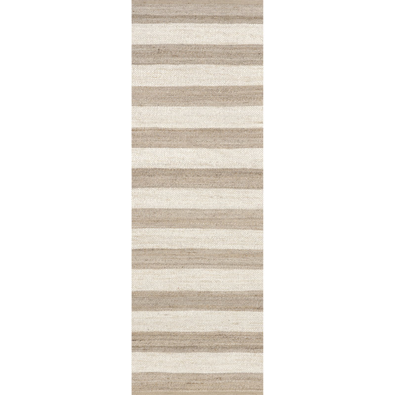 Tapis rayé beige tissé à la main Stockton Springs, Tapis de couloir 2 pi 6 po x 8 pi
