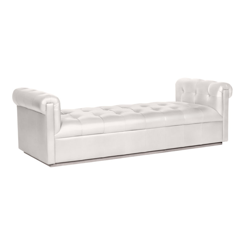 Chaise longue Thom Filicia Home, Cuir véritable Regent Chalk, Gris colombe