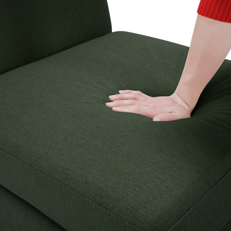 Grand canapé modulaire avec sièges de rangement et repose-pieds, Polyester vert