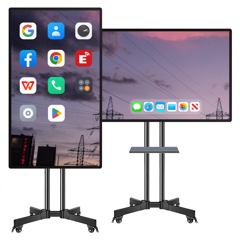 JYXCN Tableau interactif 49 po 4K, tableau blanc multi-tactile avec calendrier coulé sans fil et tableau double système intelligent pour la salle de classe, le bureau et la publicité