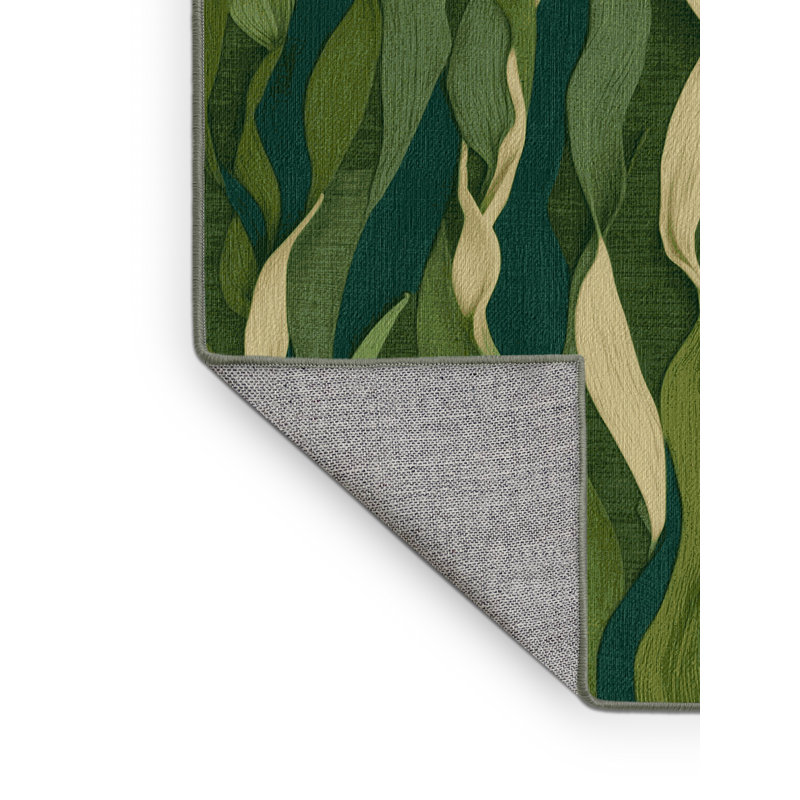 Machine Washable Nature Green Area Rug, Round 8'