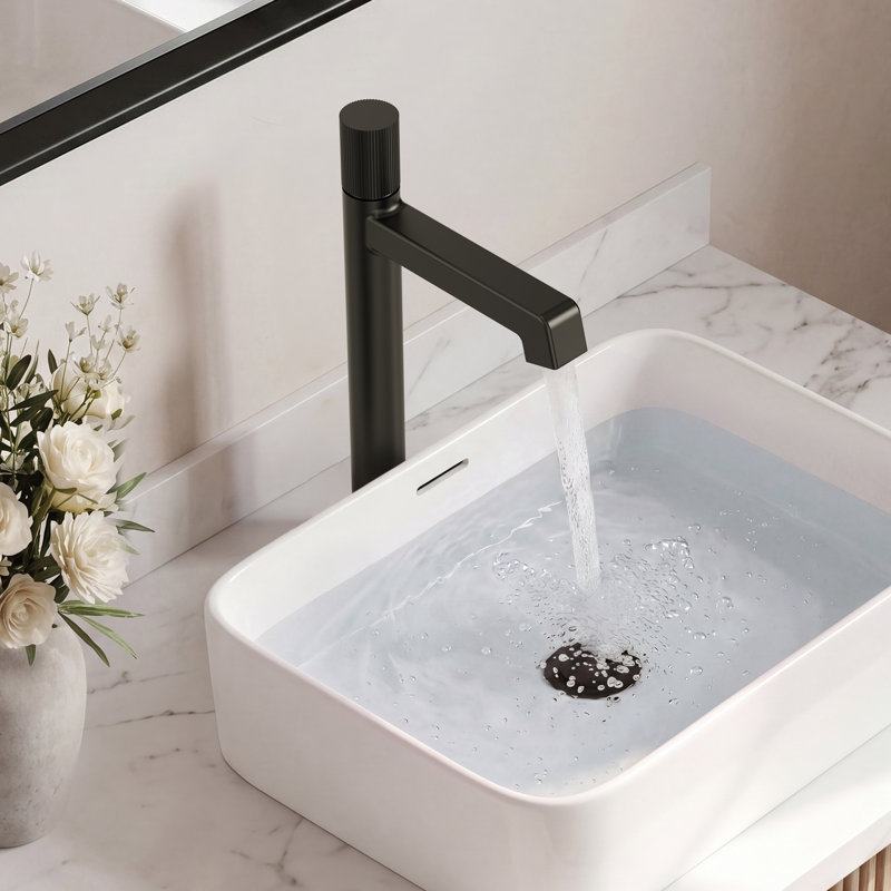 Single Hole Vessel Bathroom Faucet, Single Handle Vessel Bathroom Sink Faucet with Drain Assembly, Matte Black