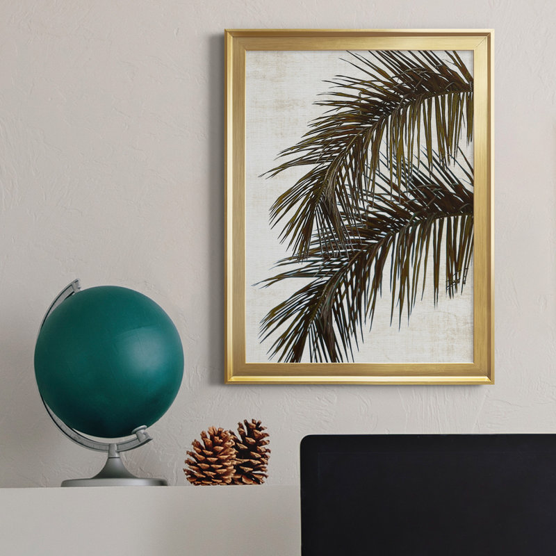 Palm II - peinture sur toile encadrée, H 18,5 po x l 24,5 po x P 1,5 po, Cadre doré