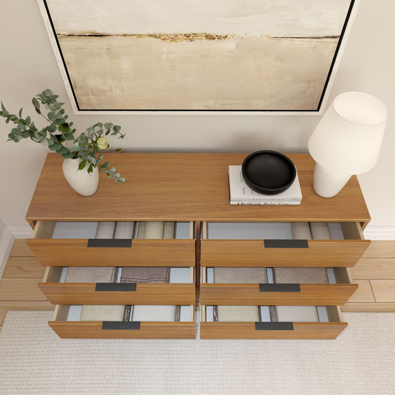 Haven 6 Drawer Solid Wood Dresser, Pecan