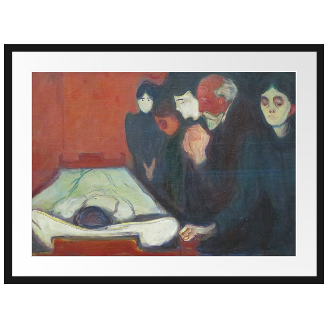 Gerahmter Kunstdruck At the Deathbed von Edvard Munch