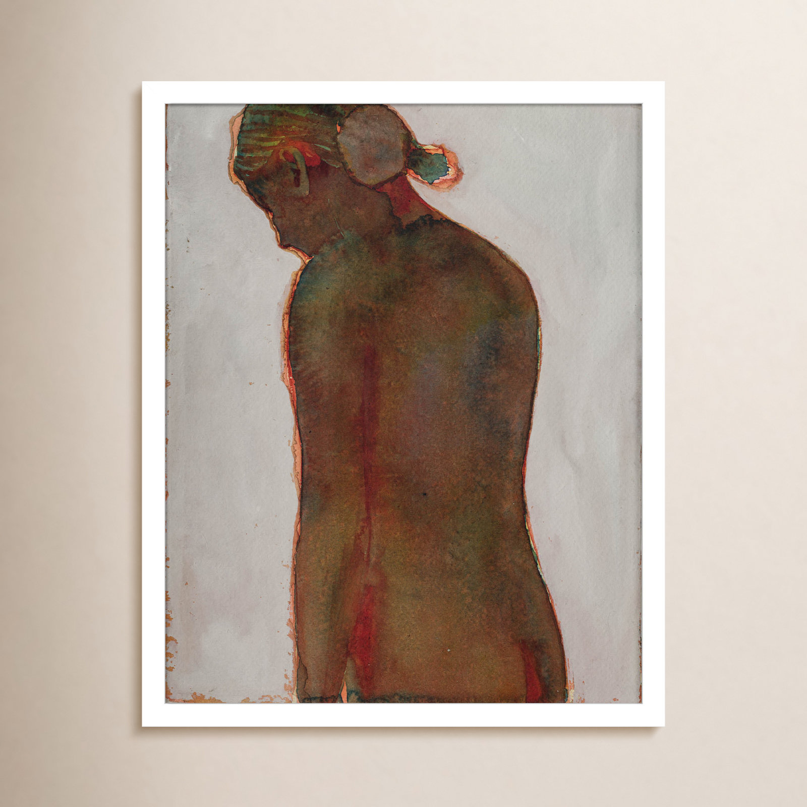 Figure Print by Dean Graham, White Framed, 21" H x 17" W