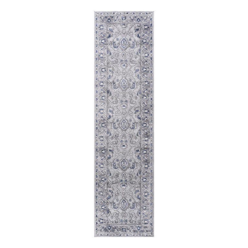 2x8 Grey/blue Area Rug - Low Maintenance, Non-shedding For Bedroom With Cotton Backing, Runner 2'2" x 8'
