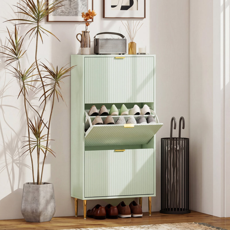 Shoe Storage, 122.5 cm H x 60 cm W x 24 cm D, Light Green