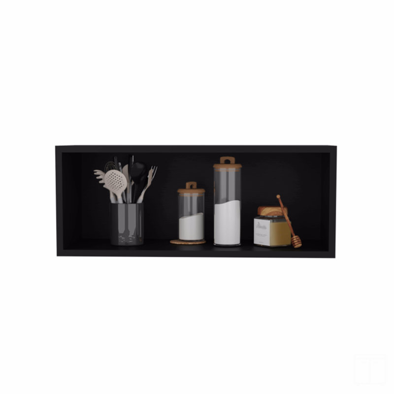 Wall Cabinet 12" H, 1 Spacious Shelf, 12" H x 40" W x 12.5" D, Black
