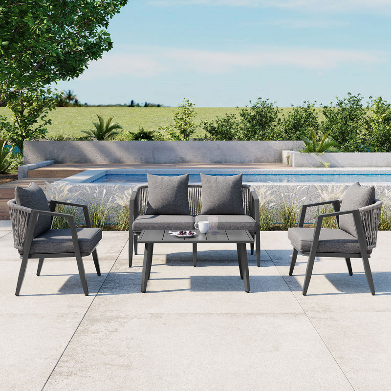 Ensemble de sièges d'extérieur U_STYLE, Gray Cushion/Dark Gray Frame