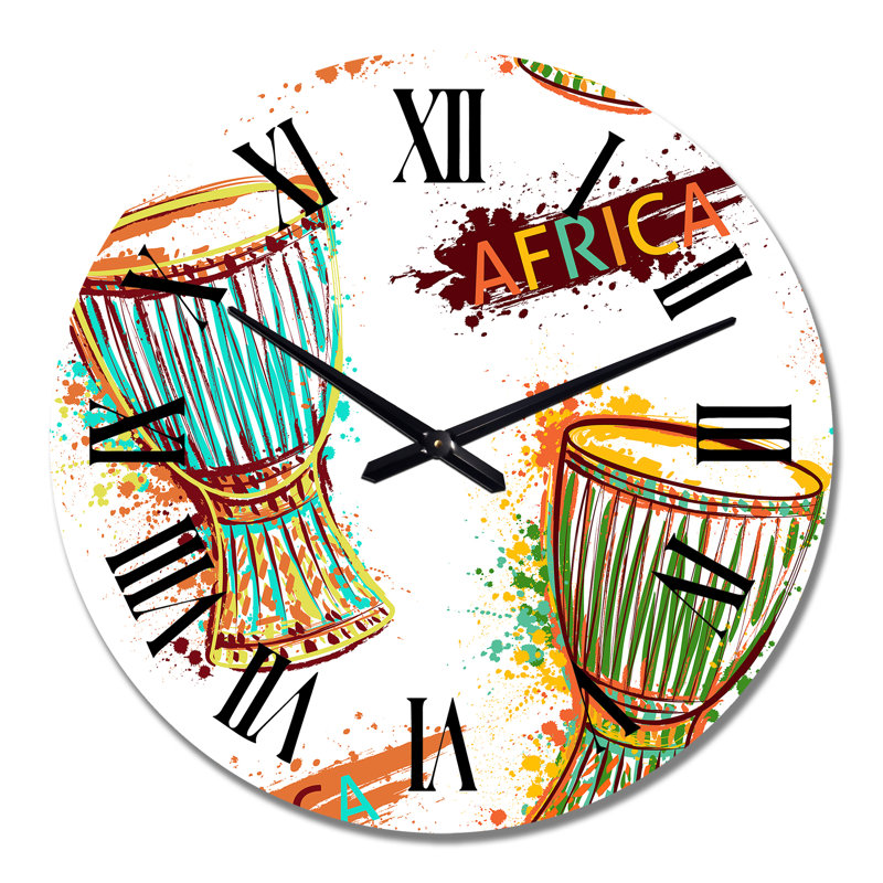 Traditional Tam Tam Drums IV - Horloge murale bohémienne et éclectique, Moyen