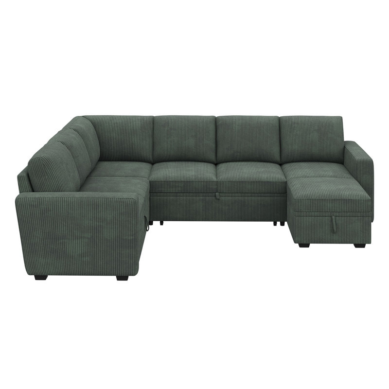 Canapé modulaire Hoelscher, Velours côtelé vert