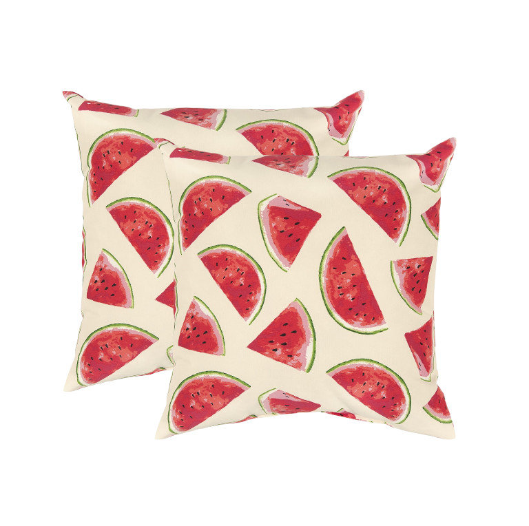Watermelon Indoor Outdoor Throw Pillow, Red Beige