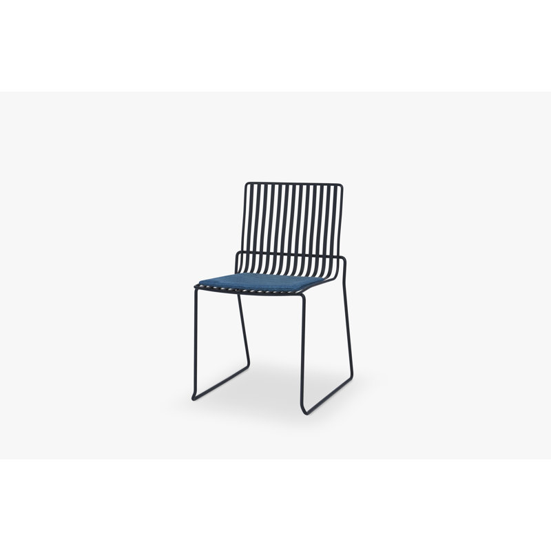 Ariss 116.84cm H Polyester Blend Upholstered Slat Back Side Chair in Grey, Black, Blue
