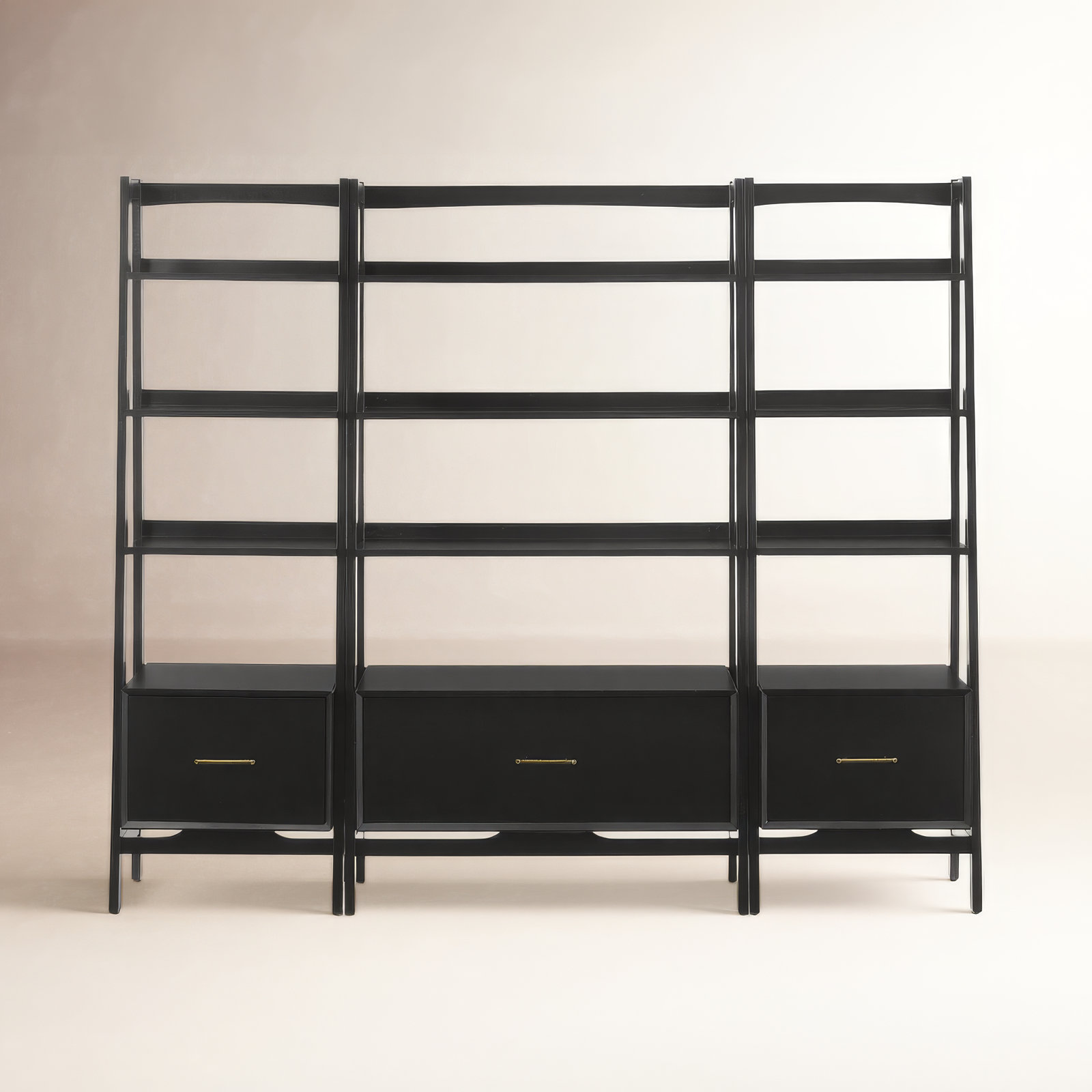 Stiles Wide Ladder Bookcase, Matte Black