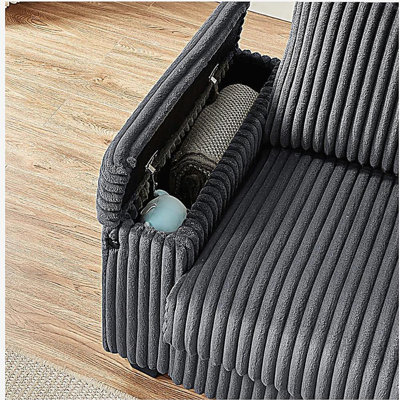 71"  Sofa Plush Corduroy Square Storage Armrest USB port