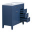 Meuble-lavabo 36 po avec lavabo, armoire de salle de bain bleue avec tiroirs, structure solide et panneau de fibres à densité moyenne
