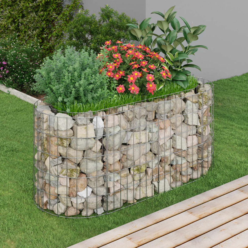 Dakota Fields Gabion Raised Bed Galvanised Iron, 120cm H x 50cm W x 50cm D