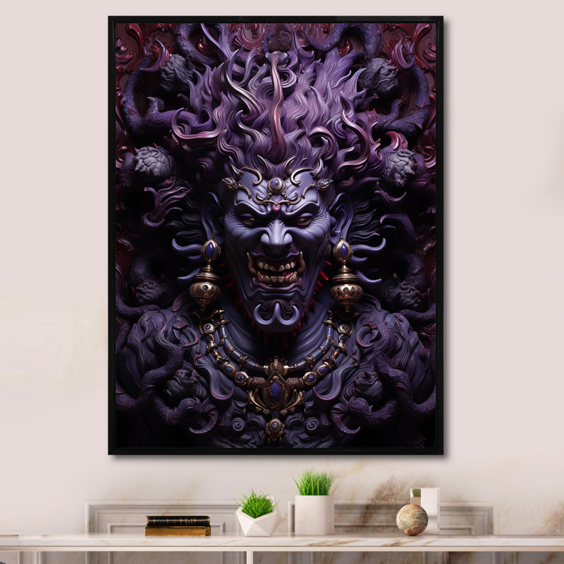L'hindouisme Ravanas Radiant Evil - impression, H 40 po x l 30 po x P 1,5 po, Cadre flottant noir