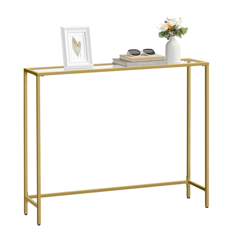 Huxley 39.4'' Glass Top Console Table, 31.5'' H X 39.4'' W X 7.9'' D, Gold/Transparent
