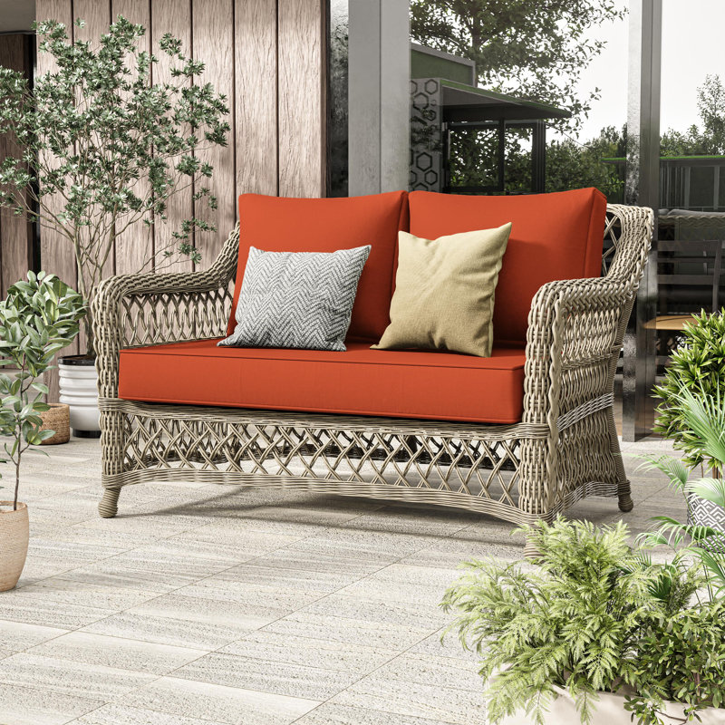 5" Loveseat Cushion Water Repellent & UV-Resistant Patio Furniture Cushions, Removable Outdoor Couch Cushions With Hidden Zipper & Adjustment Staps For Couch, Bench, And Swing