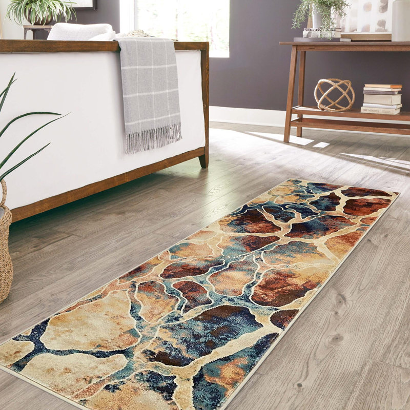 Tapis contemporain contemporain de couleur brique, Tapis de couloir 2 pi x 7 pi 1 po