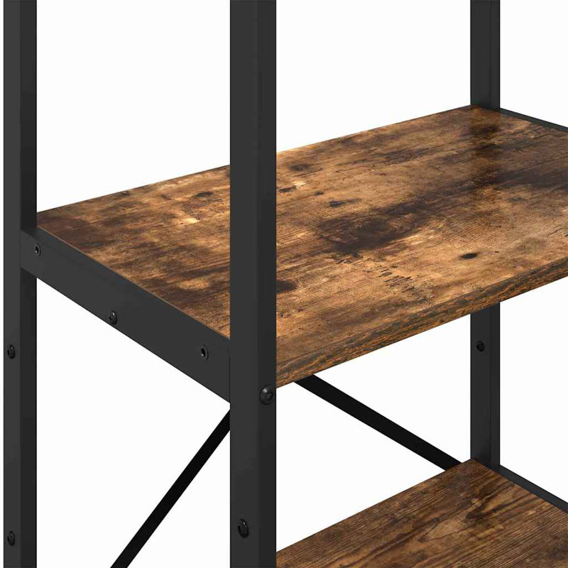 133.5cm H x 56cm W Steel Etagere Bookcase, Smoked Oak
