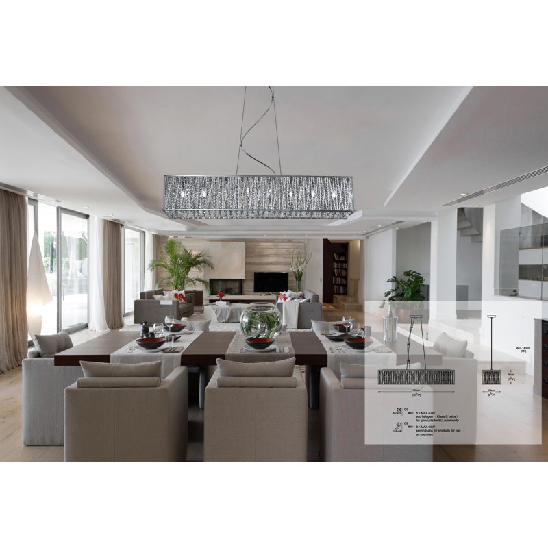 8 - Light Chrome Square/Rectangle Pendant