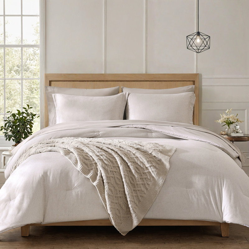 Ensemble d'édredon Cationic 7PC, Très grand édredon + 6 pièces supplémentaires, Beige