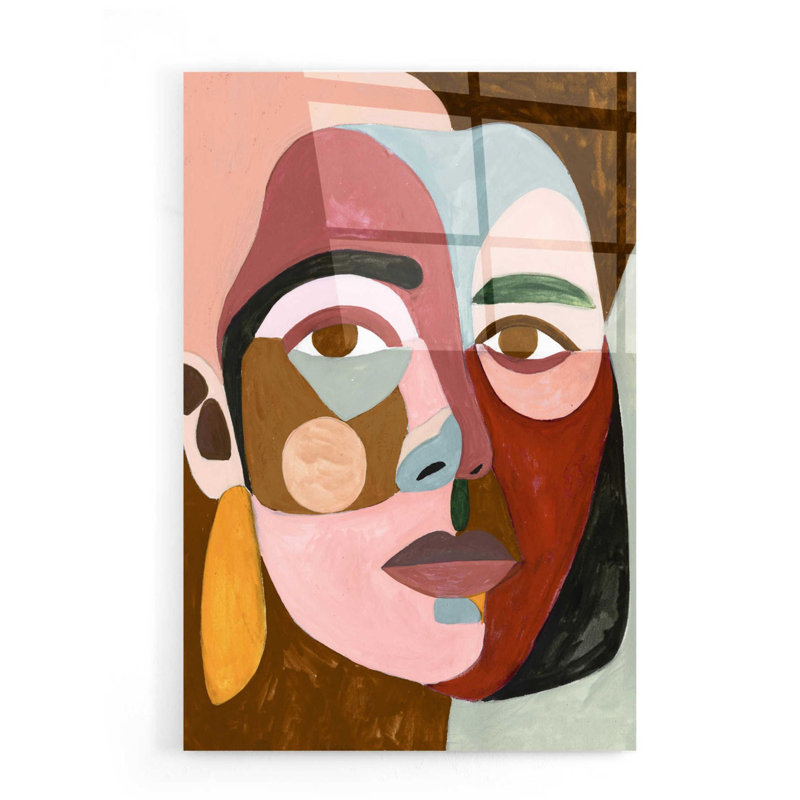«Geo Face II» par Victoria Borges, art mural acrylique, H 24 po x l 16 po x P 0,2 po