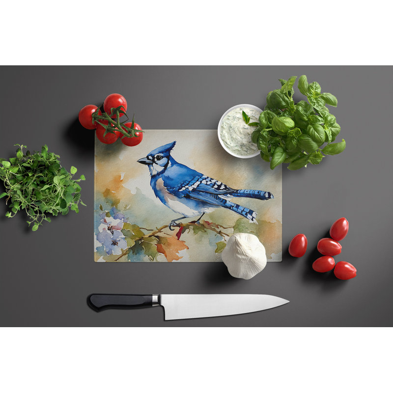 Blue Jay Glass Cutting Board