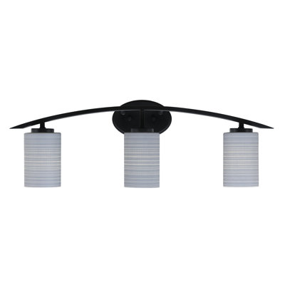 Kurve 3 Light Bath Bar With 4" Grey Matrix Glass